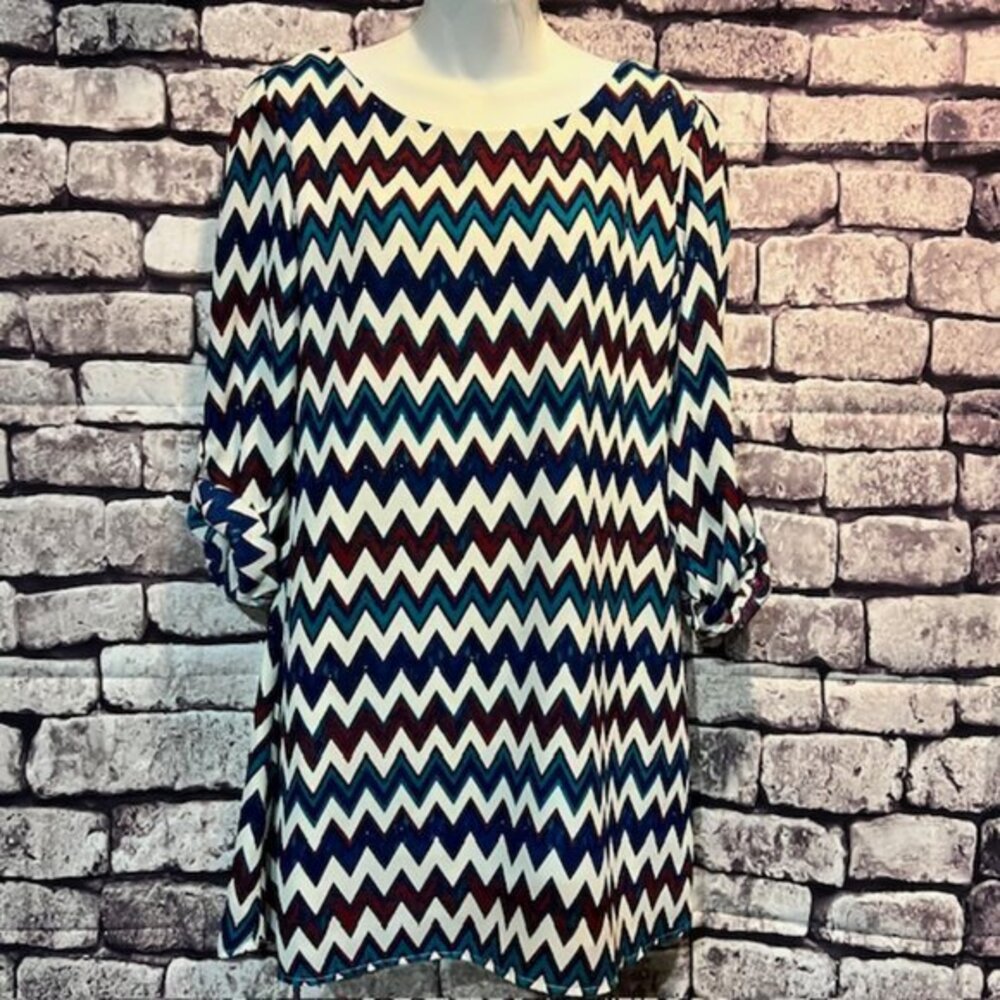 Speechless Multicolored Long Sleeve DressTunic Size M